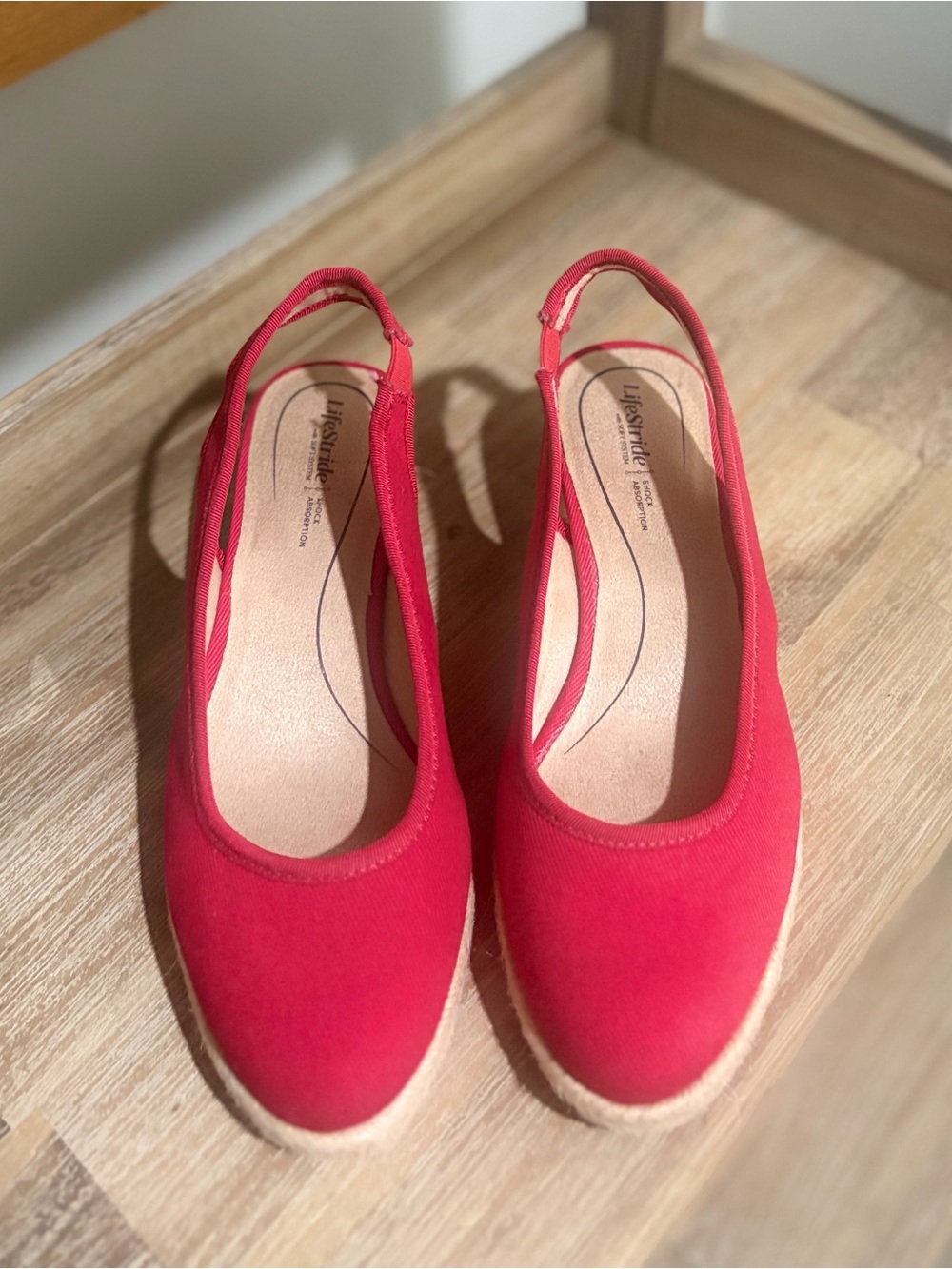 Life Stride Red Canvas Slingback Espadrilles 6W